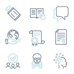 talk bubble usb flash and attachment icons set vector