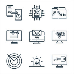 Hacker line icons linear set quality vector