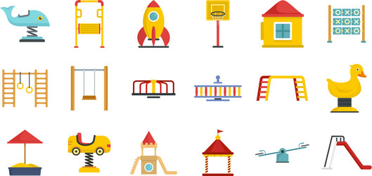 Park kid playground icon set outline style Vector Image