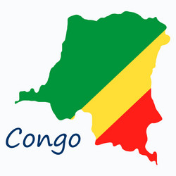 Congo map and flag in white background vector