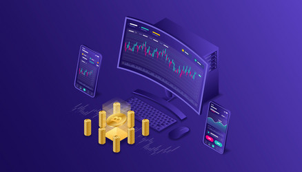 cryptocurrency bitcoin blockchain mining vector image