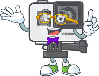 geek character action camera mascot design vector image