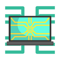 lap top computer connected to system network part vector image