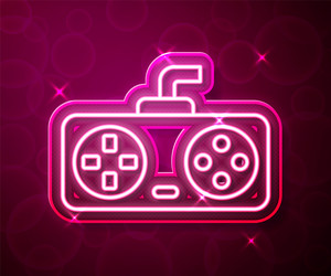 glowing neon line game controller or joystick vector image