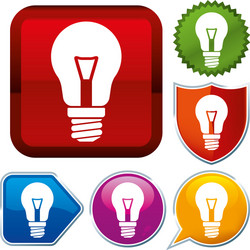 set shiny icon series on buttons lightbulb vector image