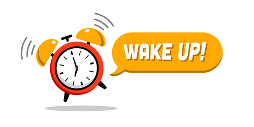 Wake up design with red and yellow alarm clock vector