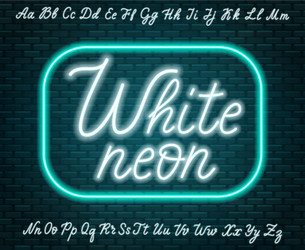 white neon script uppercase and lowercase letters vector image