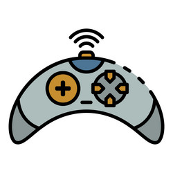 wireless video game controller icon color outline vector image