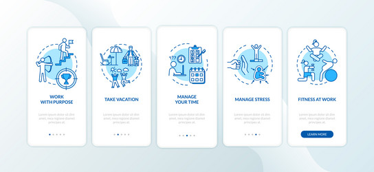 avoid burnout onboarding mobile app page screen vector image