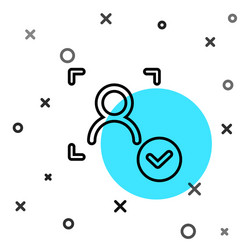 black line face recognition with check mark icon vector image