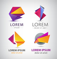 Colorful origami icon set design elements vector