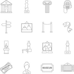Museum Icon Set Vector Image