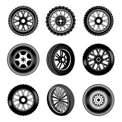 set of different car and motorcycle wheels Vector Image