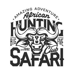 African Safari Buffalo Hunt Vector Image