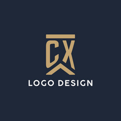 cx initial monogram logo design in a rectangular vector image