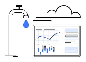 data analysis concept with graphs on monitor vector image