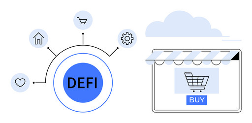 decentralized finance application with e-commerce vector image