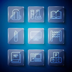 set line book computer monitor abc blocks open vector image