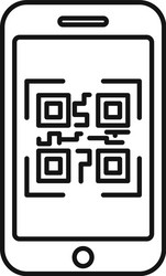 smartphone qr code icon outline style vector