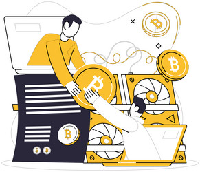 bitcoin mining economical efficiency defines vector image