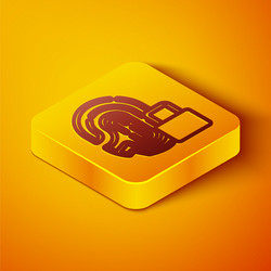 isometric line fingerprint with lock icon isolated vector image