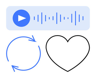media player with playback controls circular vector image
