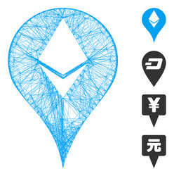 net ethereum map marker mesh vector image