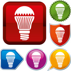set shiny icon series on buttons lightbulb led vector image