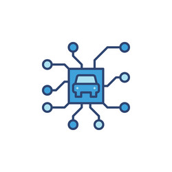 autonomous automobile chip blue icon autopilot vector