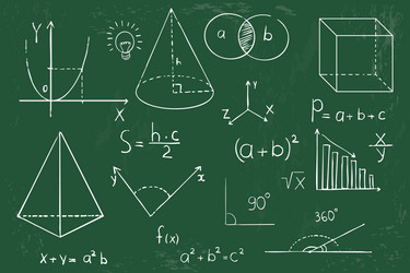 math geometry graph and shapes on blackboard vector image