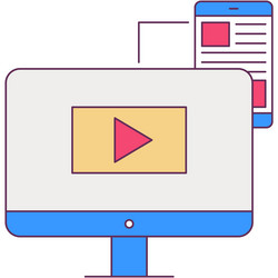 Online education via computer and mobile app icon vector