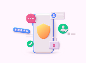 phone with security password interface to log vector image