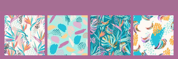 set of abstract art seamless patterns vector image