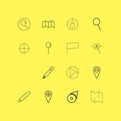 map and navigation linear icon set simple outline vector image