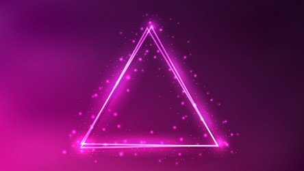 neon double triangular frame with shining effects vector image