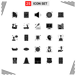 set 25 solid glyphs on grid for medical sample vector image