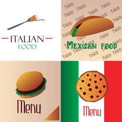 a set colored backgrounds with text and different vector image