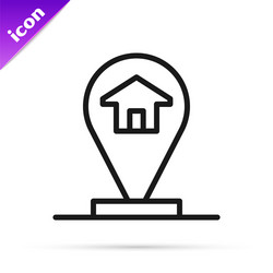 black line map pointer with house icon isolated vector image