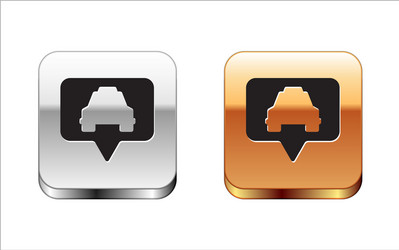 black map pointer with taxi icon isolated on white vector image