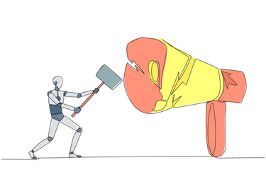 continuous one line drawing smart robot preparing vector image