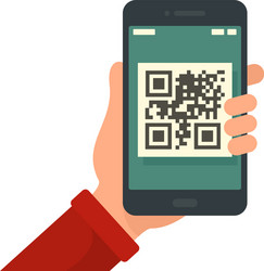 smartphone qr code in hand icon flat style vector