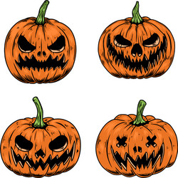 Set scary halloween pumpkin design element vector