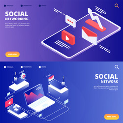 social network and networking landing pages vector