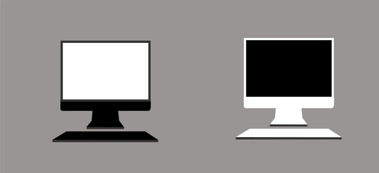 computer monitor and keyboard icon vector