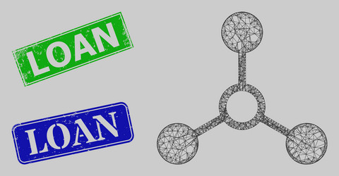 Textured loan badges and net atom links web mesh vector