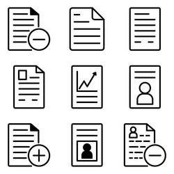 docs flat icon set isolated on white background vector image