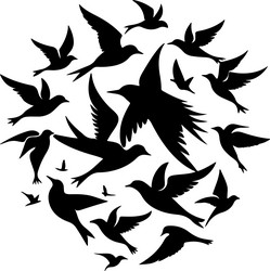 flock of birds flying silhouette Vector Image