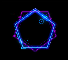 neon frame game ui interface or hud tech screen vector image