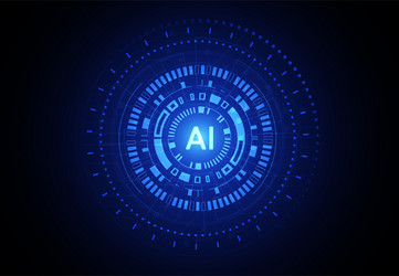artificial intelligence circle chipset on circuit vector image