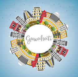 guwahati india city skyline with color buildings vector